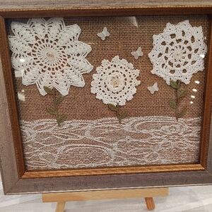 Handcrafted Burlap and Lace Wall Art